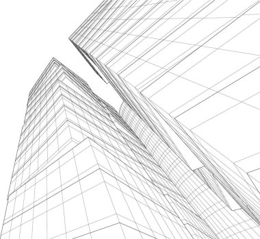 Mimari sanat konseptinde soyut çizgiler, minimum geometrik şekiller. 