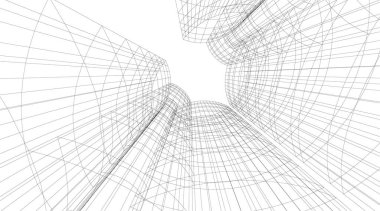 Mimari sanat konseptinde soyut çizgiler, minimum geometrik şekiller. 