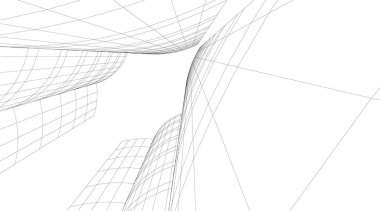 Mimari sanat konseptinde soyut çizgiler, minimum geometrik şekiller. 