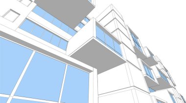 Mimari sanat konseptinde soyut çizgiler, minimum geometrik şekiller. 