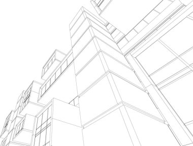 Mimari sanat konseptinde soyut çizgiler, minimum geometrik şekiller. 