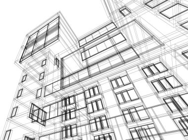 Mimari sanat konseptinde soyut çizgiler, minimum geometrik şekiller. 