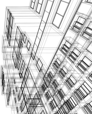 Mimari sanat konseptinde soyut çizgiler, minimum geometrik şekiller. 