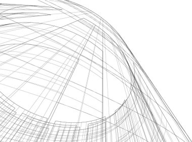 Mimari sanat konseptinde soyut çizgiler, minimum geometrik şekiller. 