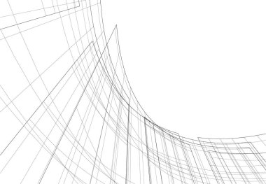 Mimari sanat konseptinde soyut çizgiler, minimum geometrik şekiller. 