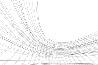 Mimari sanat konseptinde soyut çizgiler, minimum geometrik şekiller. 