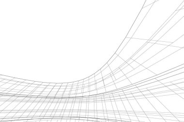 Mimari sanat konseptinde soyut çizgiler, minimum geometrik şekiller. 