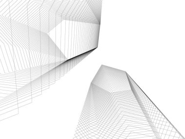 Mimari sanat konseptinde soyut çizgiler, minimum geometrik şekiller. 