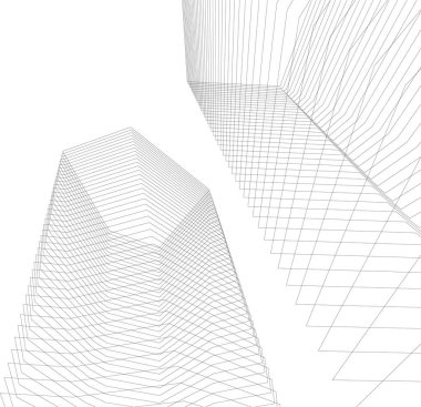 Mimari sanat konseptinde soyut çizgiler, minimum geometrik şekiller. 