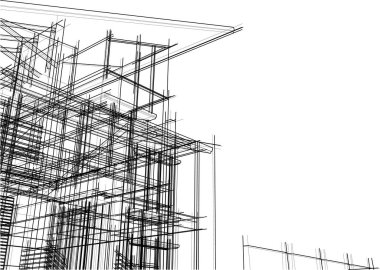 Mimari sanat konseptinde soyut çizgiler, minimum geometrik şekiller. 