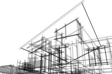 Mimari sanat konseptinde soyut çizgiler, minimum geometrik şekiller. 