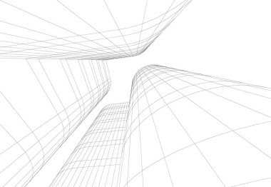 Mimari sanat konseptinde soyut çizgiler, minimum geometrik şekiller. 