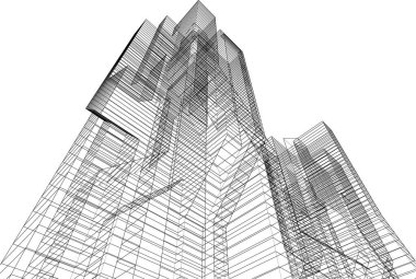 Mimari sanat konseptinde soyut çizgiler, minimum geometrik şekiller. 