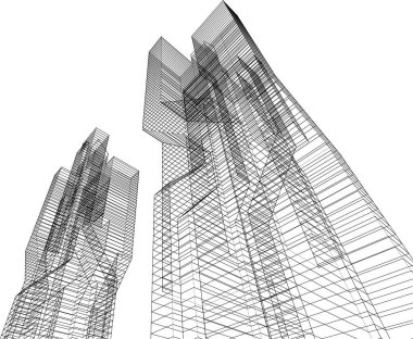 Mimari sanat konseptinde soyut çizgiler, minimum geometrik şekiller. 