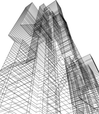 Mimari sanat konseptinde soyut çizgiler, minimum geometrik şekiller. 