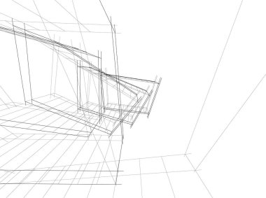 Mimari sanat konseptinde soyut çizgiler, minimum geometrik şekiller. 