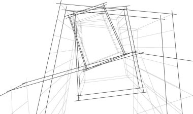 Mimari sanat konseptinde soyut çizgiler, minimum geometrik şekiller. 