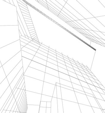 Mimari sanat konseptinde soyut çizgiler, minimum geometrik şekiller. 