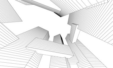 Mimari sanat konseptinde soyut çizgiler, minimum geometrik şekiller. 