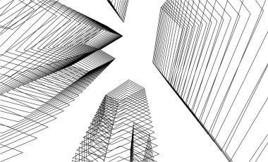 Mimari sanat konseptinde soyut çizgiler, minimum geometrik şekiller. 