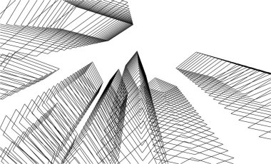 Mimari sanat konseptinde soyut çizgiler, minimum geometrik şekiller. 