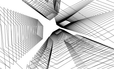 Mimari sanat konseptinde soyut çizgiler, minimum geometrik şekiller. 