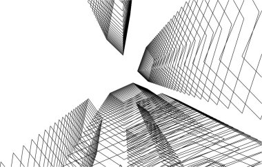 Mimari sanat konseptinde soyut çizgiler, minimum geometrik şekiller. 