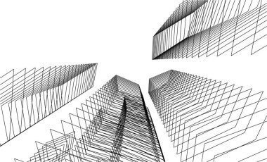 Mimari sanat konseptinde soyut çizgiler, minimum geometrik şekiller. 