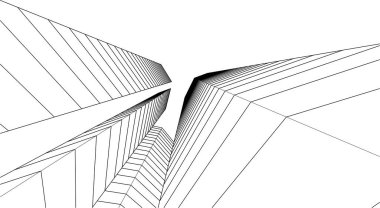Mimari sanat konseptinde soyut çizgiler, minimum geometrik şekiller. 