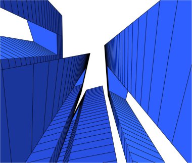 Mimari sanat konseptinde soyut çizgiler, minimum geometrik şekiller. 