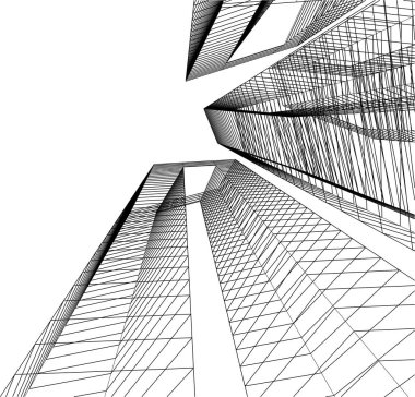 Mimari sanat konseptinde soyut çizgiler, minimum geometrik şekiller. 