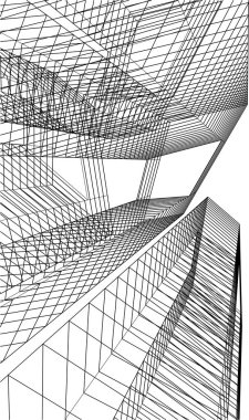 Mimari sanat konseptinde soyut çizgiler, minimum geometrik şekiller. 