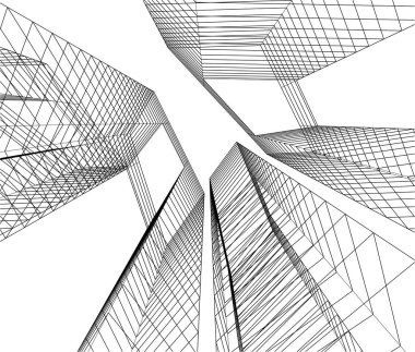 Mimari sanat konseptinde soyut çizgiler, minimum geometrik şekiller. 