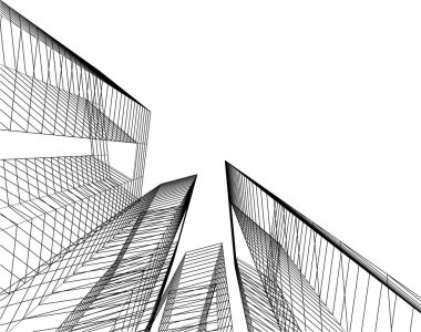 Mimari sanat konseptinde soyut çizgiler, minimum geometrik şekiller. 