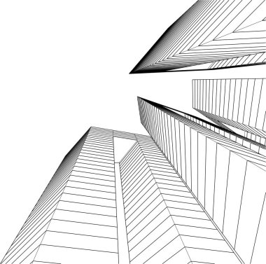 Mimari sanat konseptinde soyut çizgiler, minimum geometrik şekiller. 