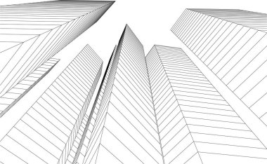 Mimari sanat konseptinde soyut çizgiler, minimum geometrik şekiller. 