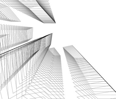 Mimari sanat konseptinde soyut çizgiler, minimum geometrik şekiller. 