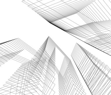 Mimari sanat konseptinde soyut çizgiler, minimum geometrik şekiller. 