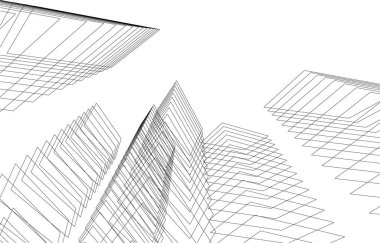 Mimari sanat konseptinde soyut çizgiler, minimum geometrik şekiller. 