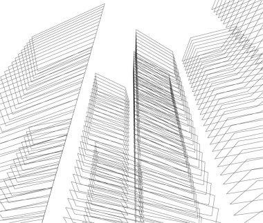 Mimari sanat konseptinde soyut çizgiler, minimum geometrik şekiller. 