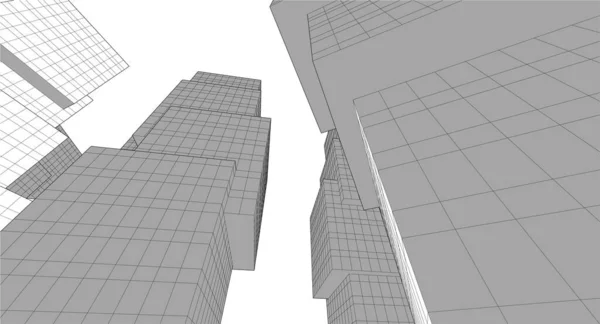 Abstracte Tekenlijnen Architectonisch Kunstconcept Minimale Geometrische Vormen — Stockvector