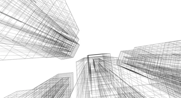 Lignes Dessin Abstraites Dans Concept Art Architectural Formes Géométriques Minimales — Image vectorielle