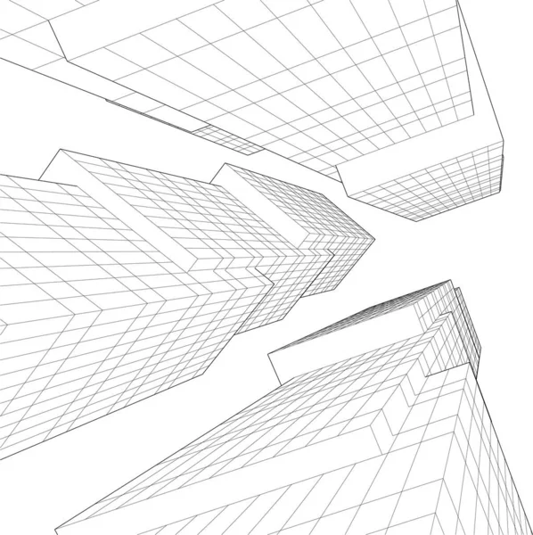 Lignes Dessin Abstraites Dans Concept Art Architectural Formes Géométriques Minimales — Image vectorielle