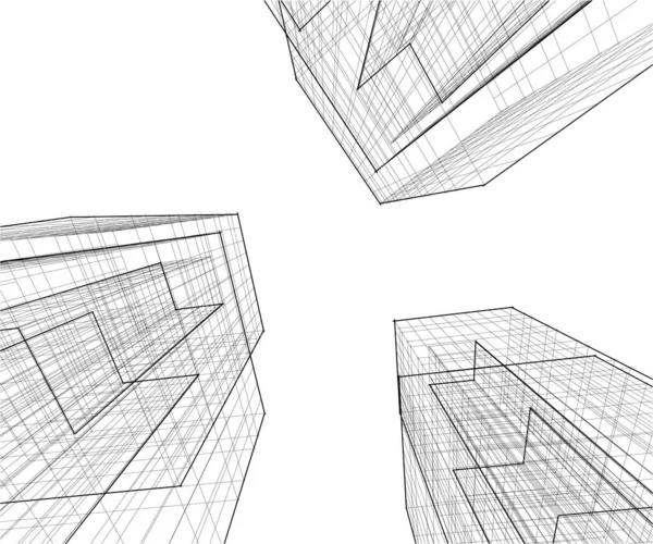 Lignes Dessin Abstraites Dans Concept Art Architectural Formes Géométriques Minimales — Image vectorielle