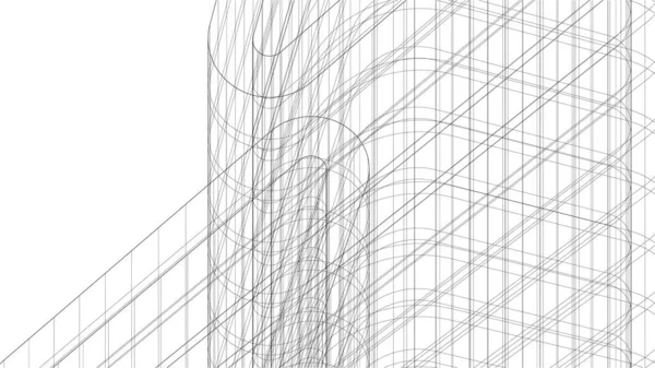 Líneas Abstractas Dibujo Concepto Arte Arquitectónico Formas Geométricas Mínimas — Vector de stock