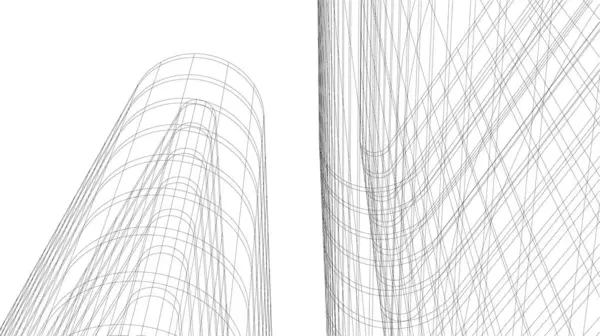 Abstrakcyjne Linie Rysunku Koncepcji Sztuki Architektonicznej Minimalne Kształty Geometryczne — Wektor stockowy