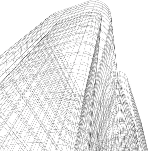 Lignes Dessin Abstraites Dans Concept Art Architectural Formes Géométriques Minimales — Image vectorielle