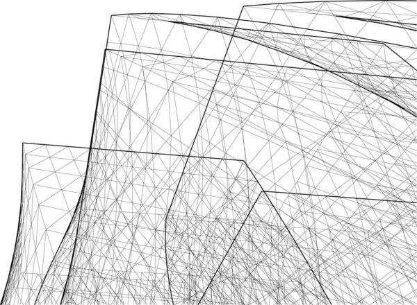 Líneas Abstractas Dibujo Concepto Arte Arquitectónico Formas Geométricas Mínimas — Vector de stock