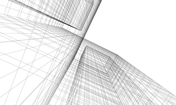 Linee Disegno Astratte Nel Concetto Arte Architettonica Forme Geometriche Minime — Vettoriale Stock