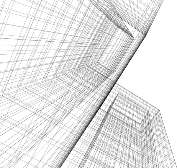 Lignes Dessin Abstraites Dans Concept Art Architectural Formes Géométriques Minimales — Image vectorielle